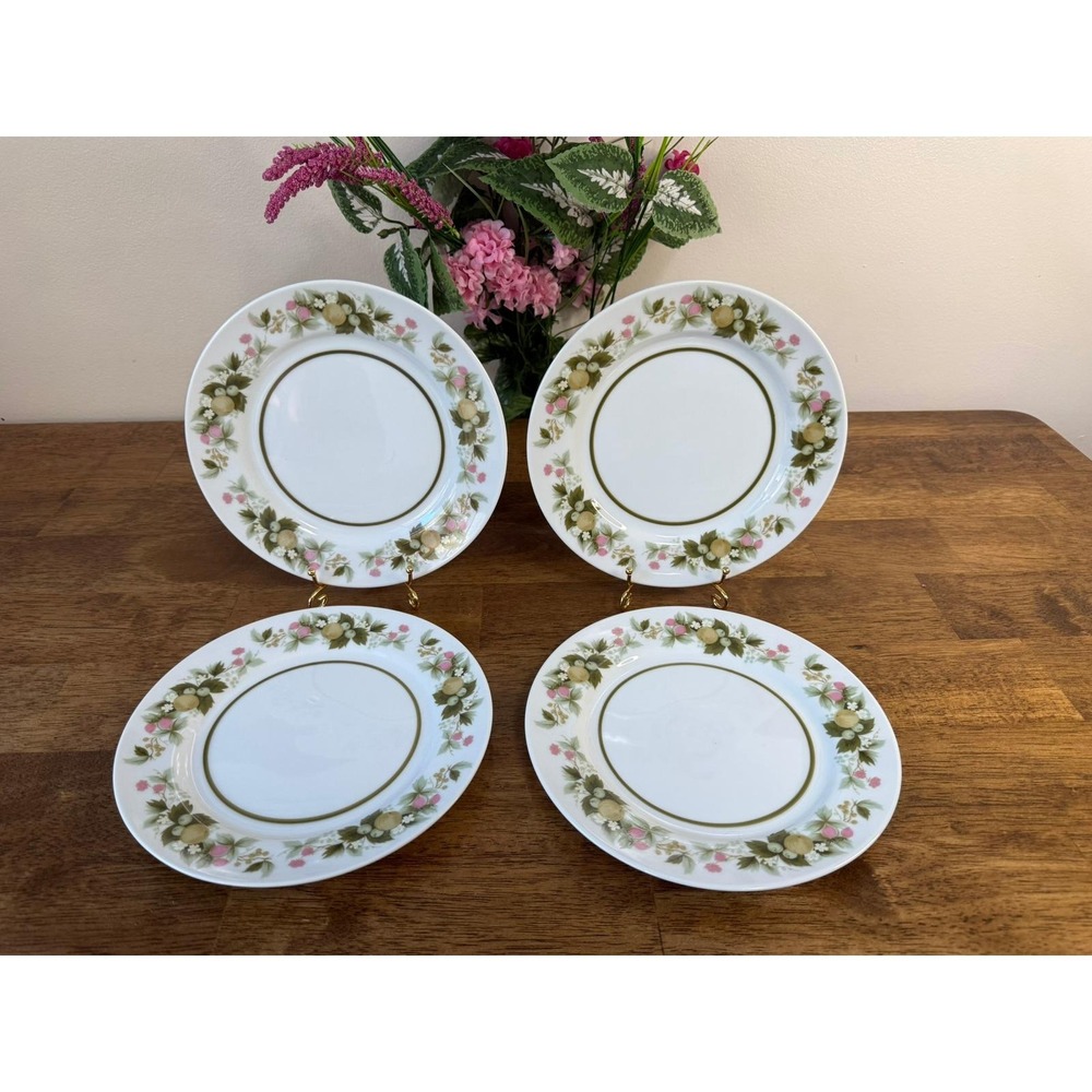 Vintage Mikasa Sumay Salad Plates Green Pink Floral Fruit Fine China Japan